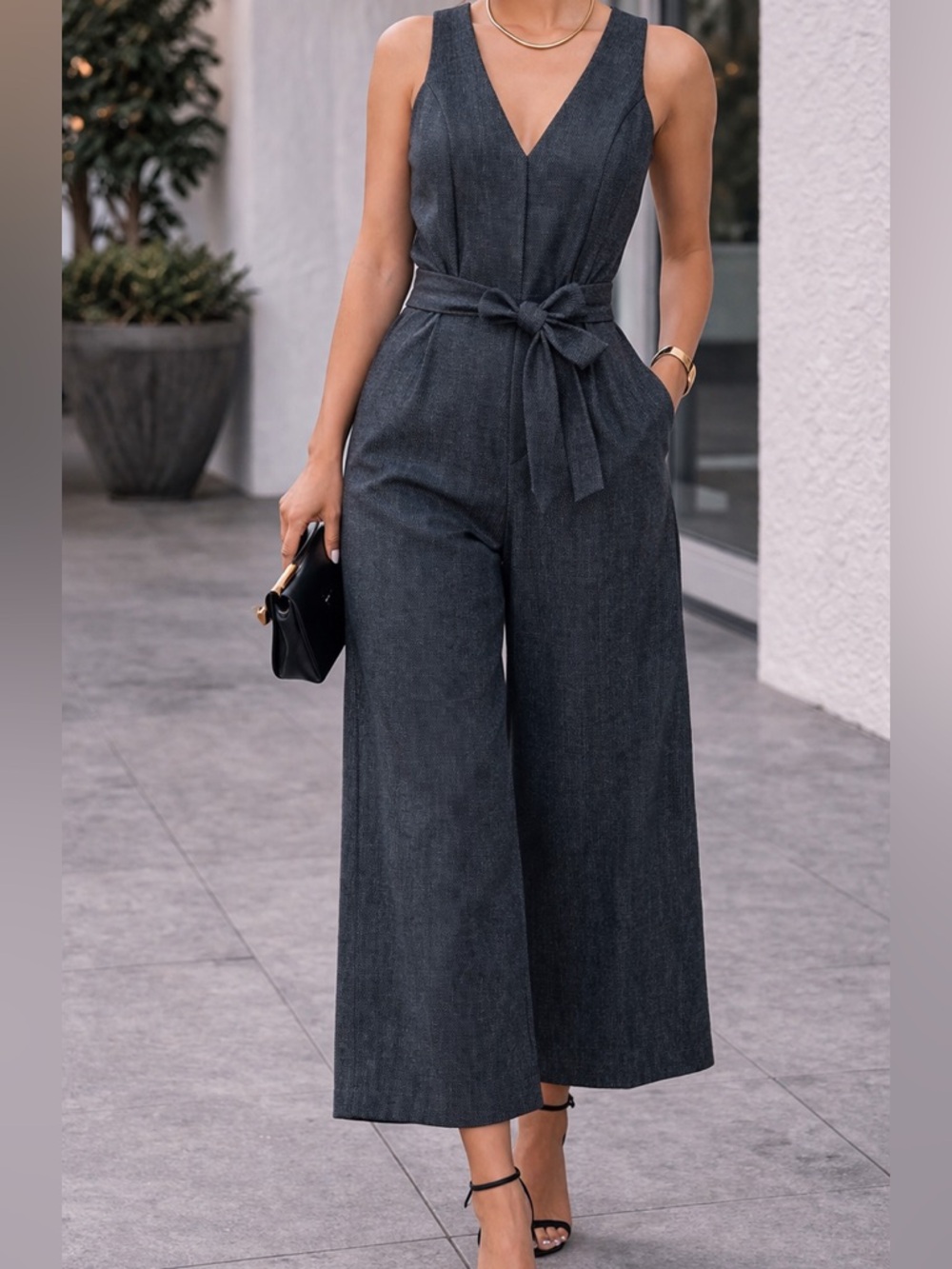 Marciano Charcoal Tweed Culotte Jumpsuit – Day to Night Staple